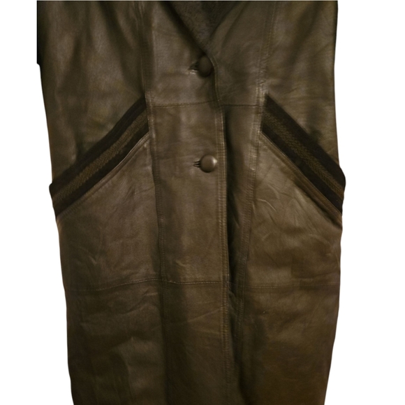 DoubleG Black Leather Jacket, Classic Lapel & Structured Design, Vintage, Sz Med - Picture 4 of 12